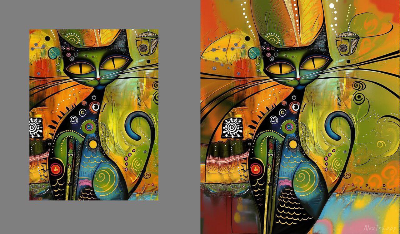 Outpainting - abstract cat